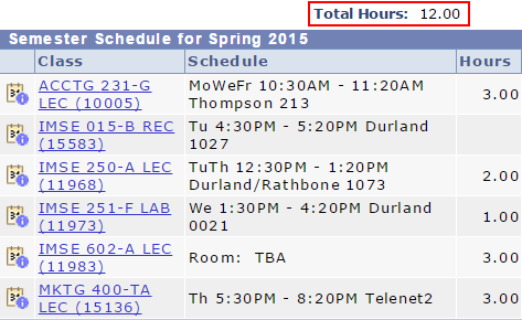 Advisee Semester Schedule