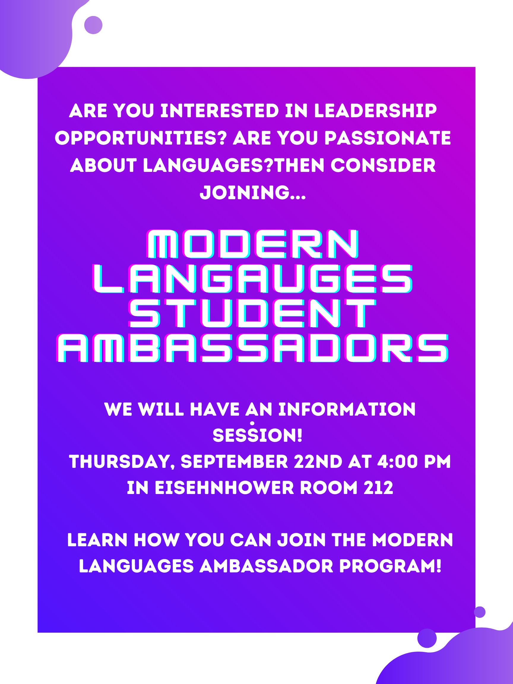 Moder Languages Ambassadors Information Session