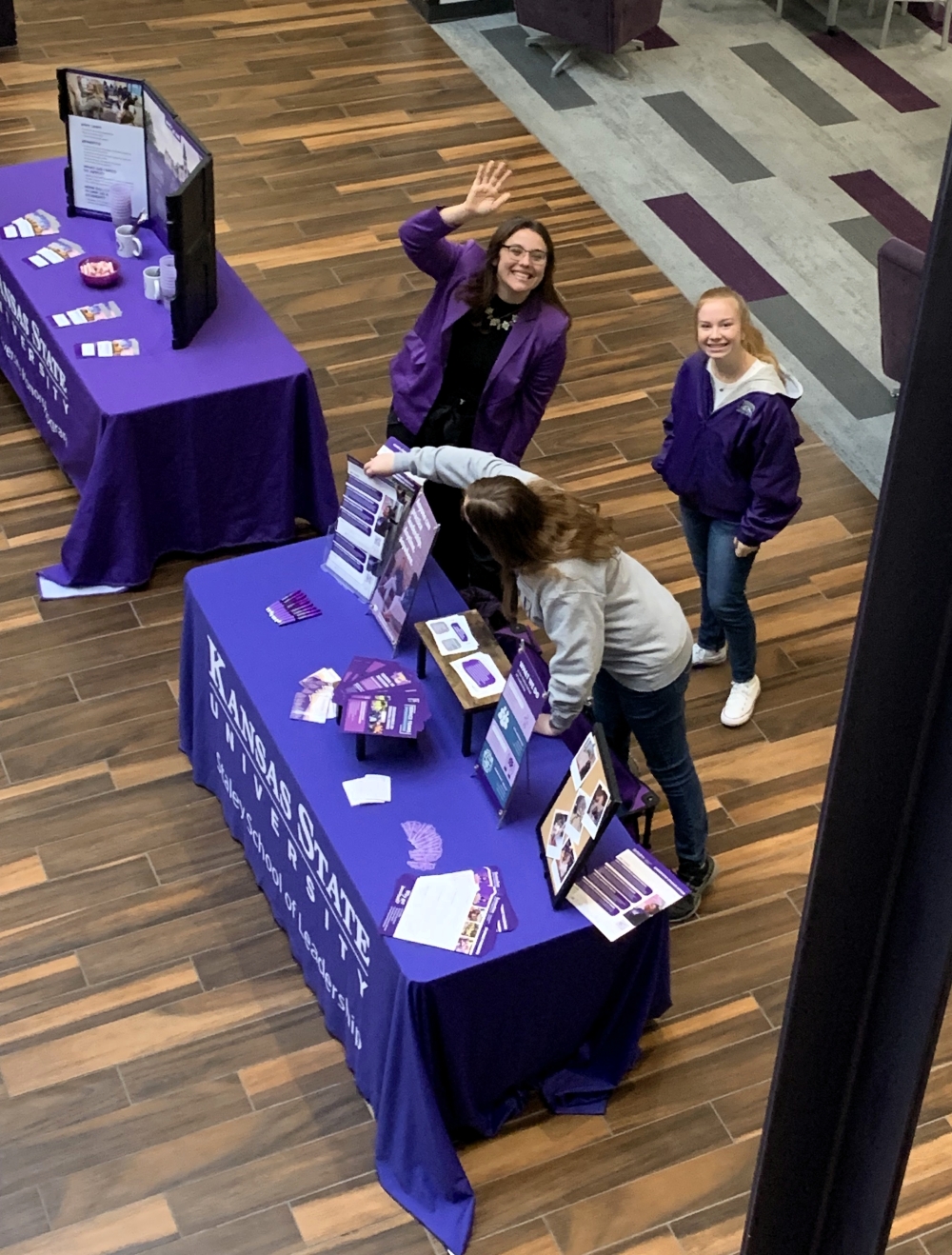 Colleen and Ambassadors set up for tabling event in Student Union