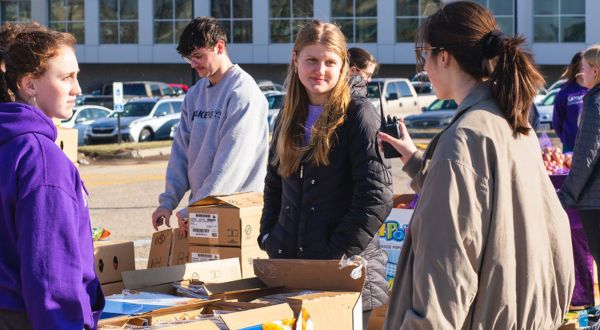 Students working outdoors