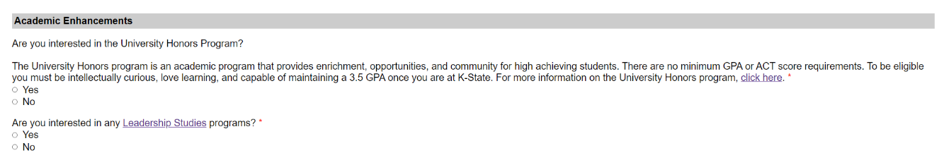 Screen shot of NSO enrollment form