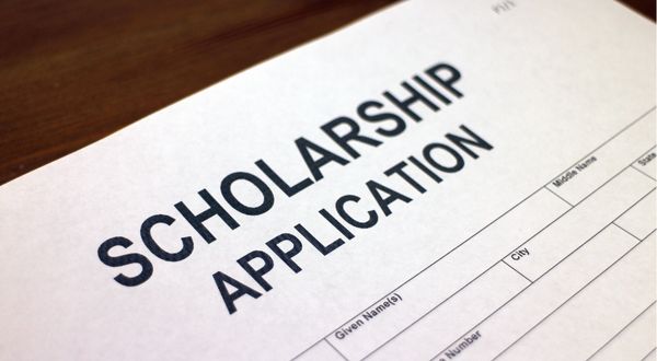 Closeup of a paper scholarship application