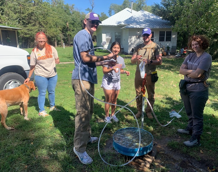 students testing water quality