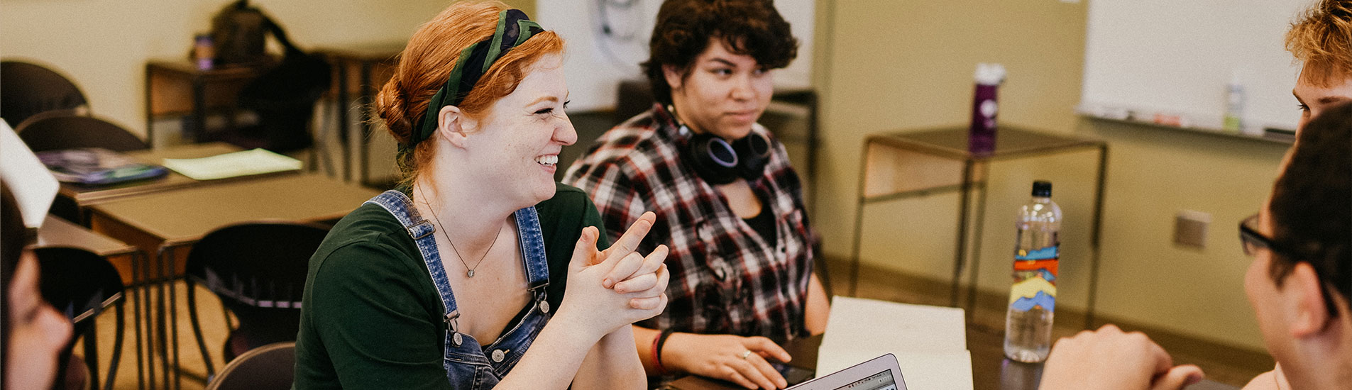 Smiling student in class