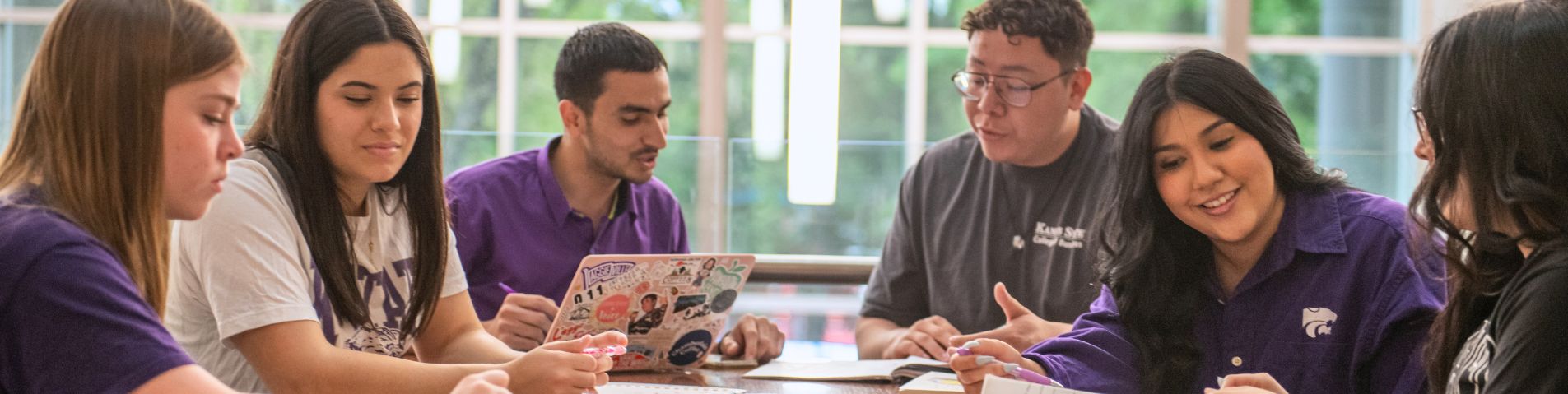 Students studying at table