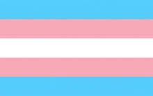 Transgender Pride Flag; comprised of two blue, two pink, and one white stripe