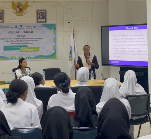Nancy Muturi gives a lecture in Indonesia