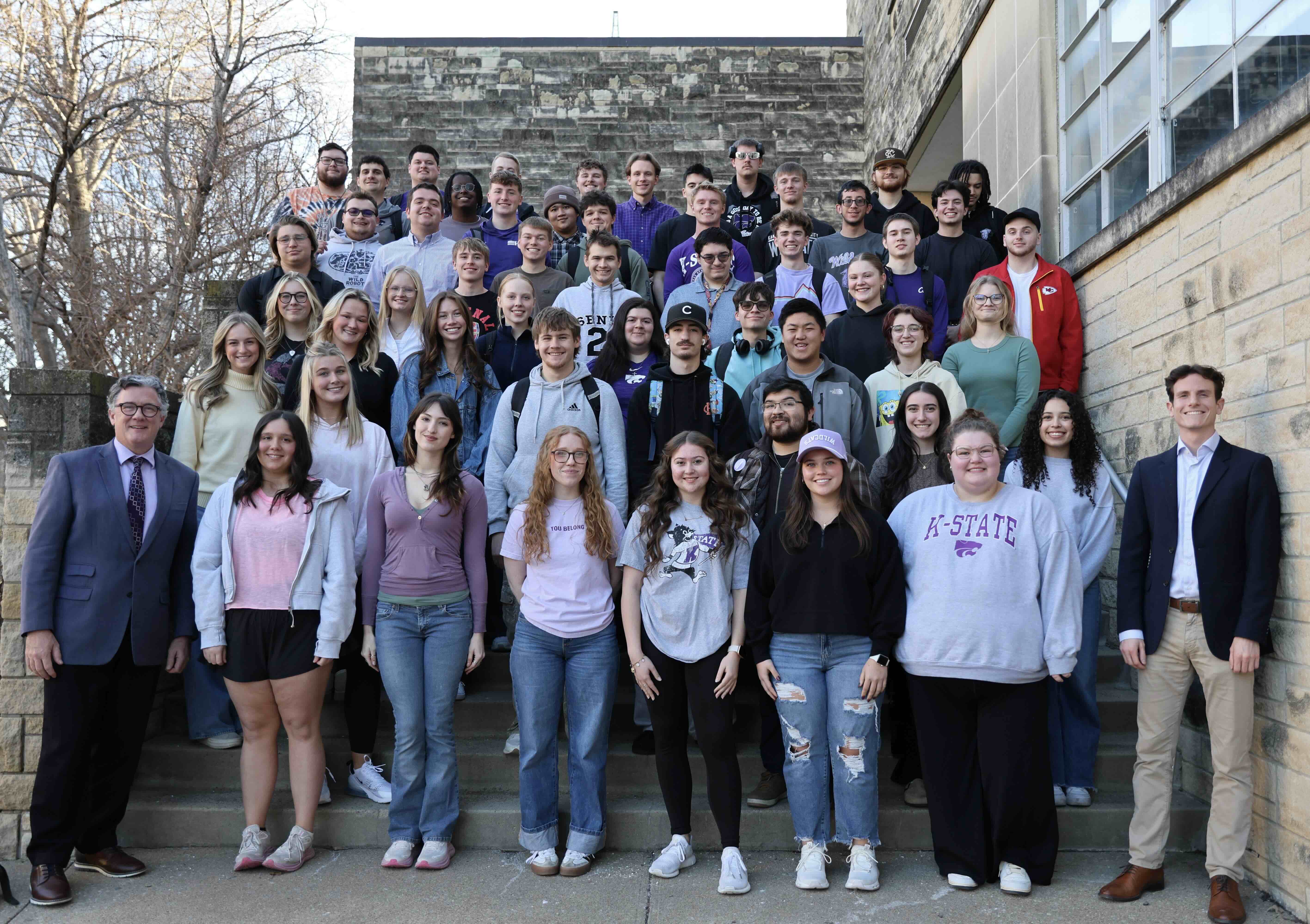 Wildcat 91.9 students on the steps of Kedzie Hall