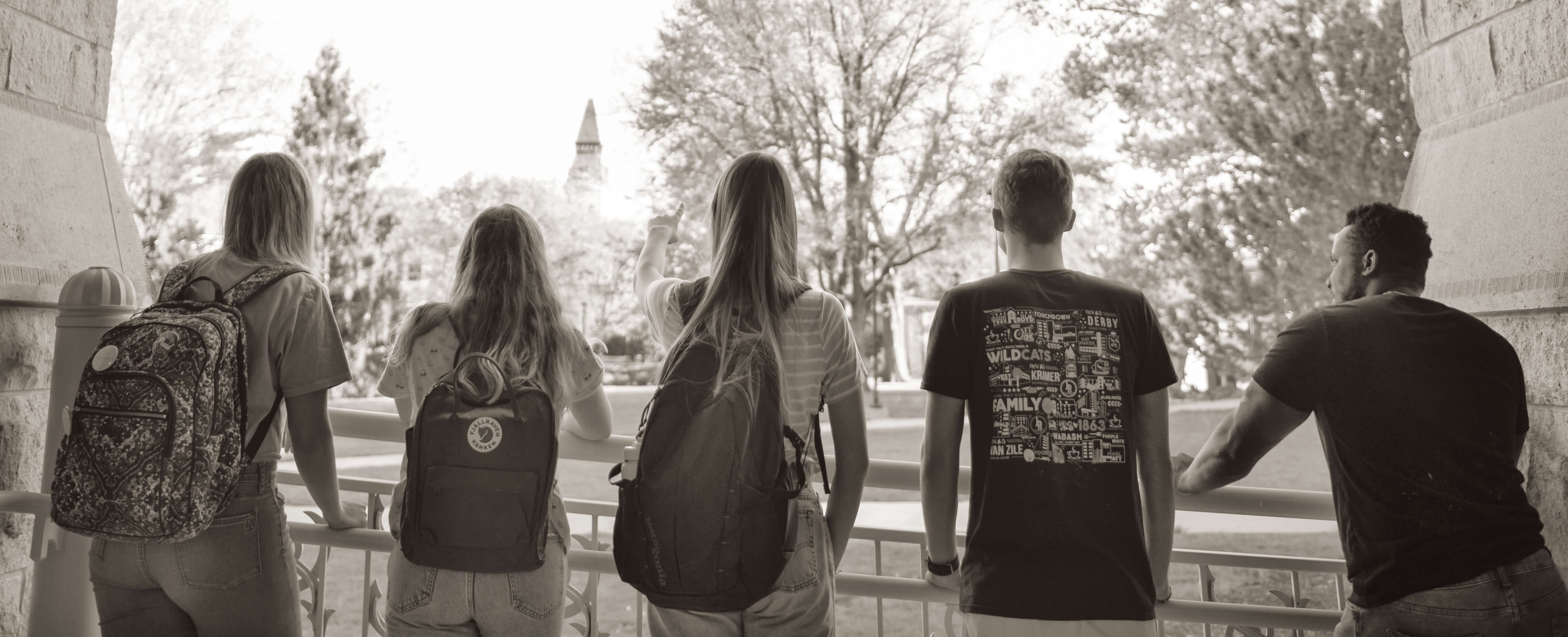 student with backpacks hanging out