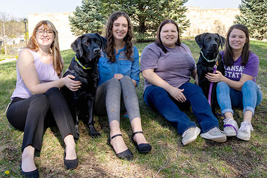 Veterinary medicine students with service dogs