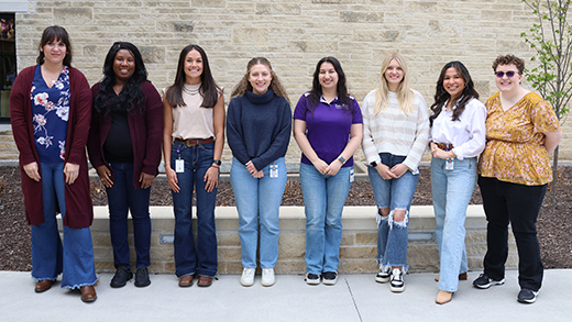 Eight K-State College of Veterinary Medicine students are receiving 2024 Zoetis Foundation/AAVMC scholarships. From left: Cayley Conrad, Traniesh Byrd, Chelsey Bieberle, Destiny Parkhurst, Sonia Moreno, Alyssa Leslie, Astrid Corcamo-Tzic and Megan Mueller.