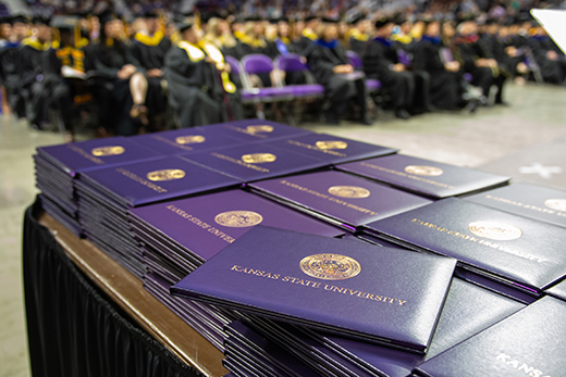 Diplomas at K-State commencement