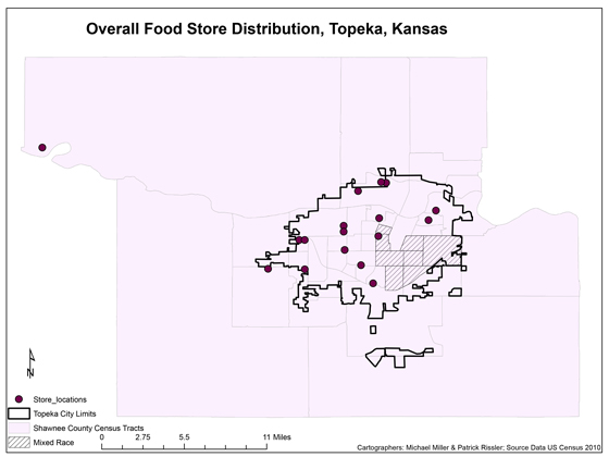 Food store distribution in Topeka 