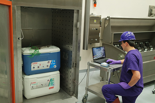 The Center for Food Safety in Child Nutrition Programs and the Food Science Institute test typical school lunch foods served on field trips to determine risk of Salmonella and Listeria monocytogenes growth. 