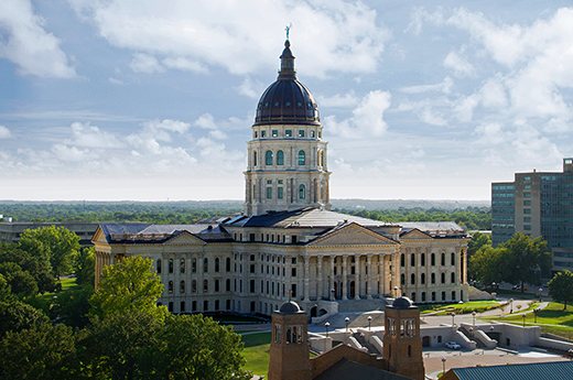 This image shows the Kansas State Capitol building in Topeka. 