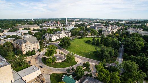 aerial view of Manhattan campus