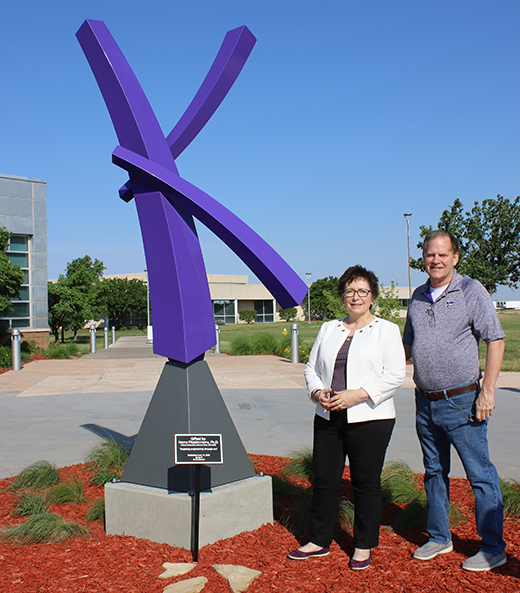 Verna Fitzsimmons with sculpture