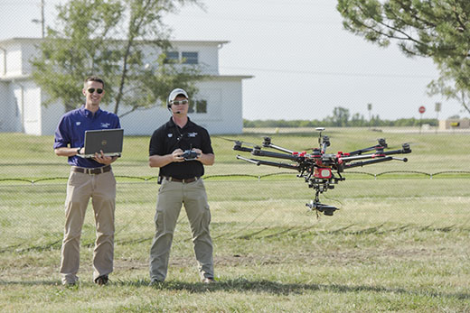 Students operating drone