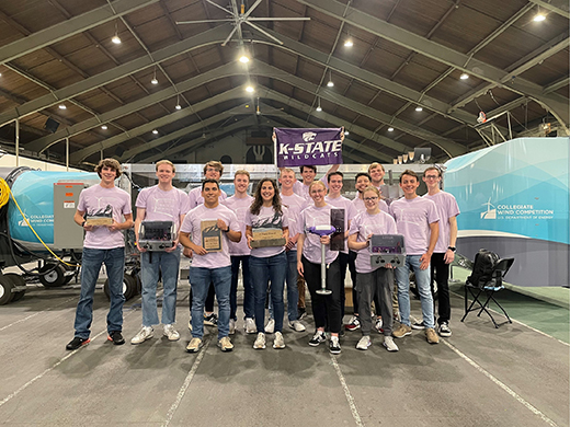 The K-State Wildcat Wind Power team members pose with their awards.