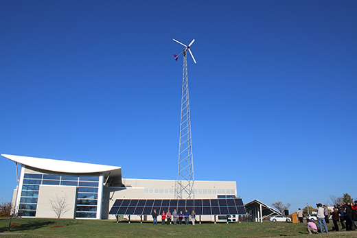 New wind turbine and solar panels 