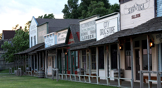 This photo shows storefronts at Boot Hill Museum in Dodge City. 