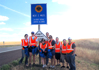 students on highway 177