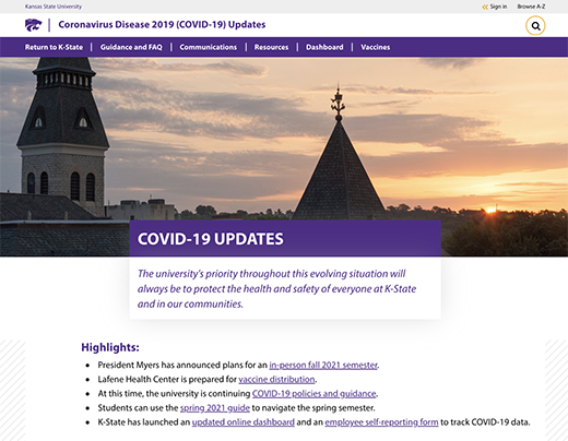 COVID-19 home page