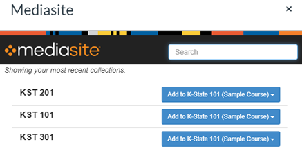 Locate your Mediasite video collection