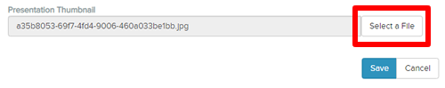 Presentation Thumbnail section with Select a File button