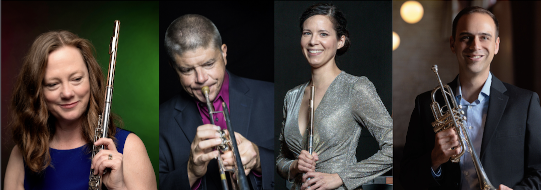images of performers with flutes and trumpets