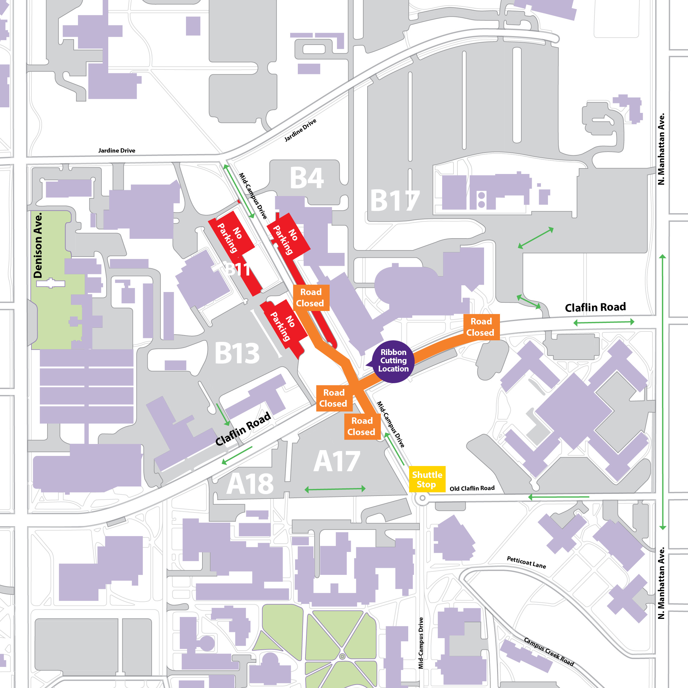 Road map of Kansas State University.