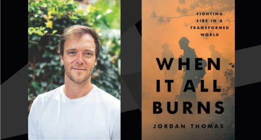 a photo of Jordan Thomas and image of his book cover