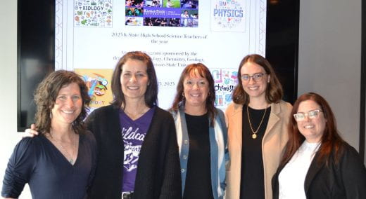 High school science teachers posing for pic during visit at K-State