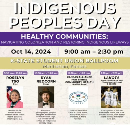 graphic with info about K-State Indigenous Peoples Day and info about presenters