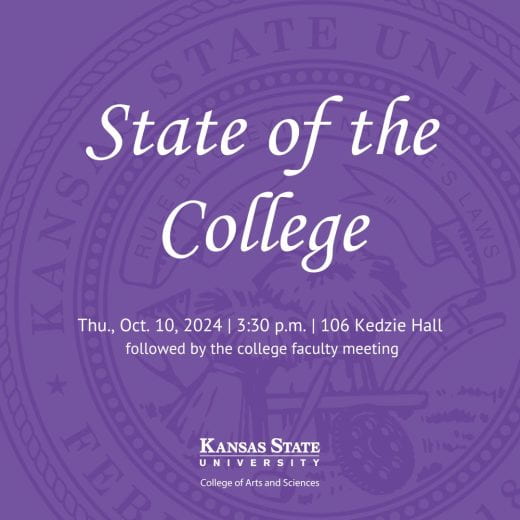 purple graphic showing info about the State of the College presentation