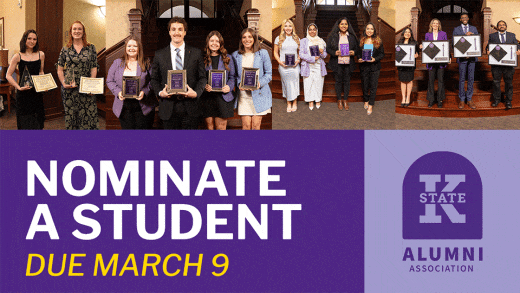 graphic that says "nominate a student" and photos of student awardees