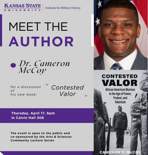 graphic with photo of Cameron McCoy and image of his book cover and information about about the event