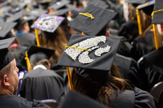 K-State grad cap decorated with Powercat