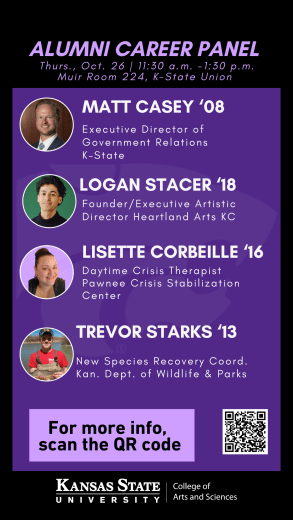 graphic with info about Arts and Sciences Alumni Career Panel