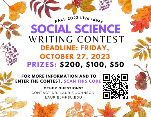 graphic with info about the social science writing contest by Live Ideas Journal