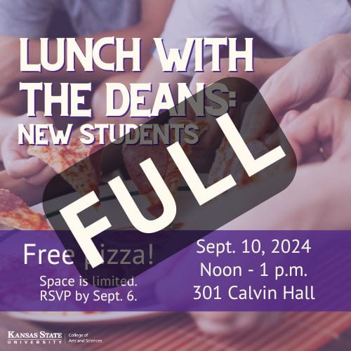 Graphic about Lunch with the Deans event with text "FULL" overlaying it