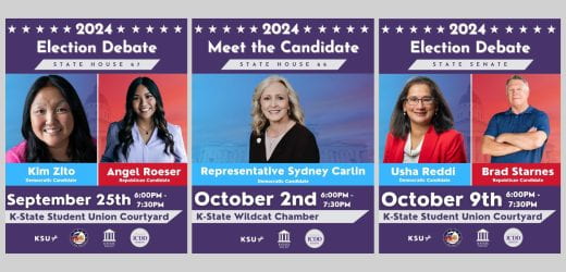 collage of 3 election-related event flyers