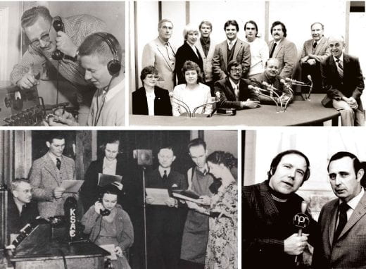 collage of photos showing people involved in K-State's early years of radio