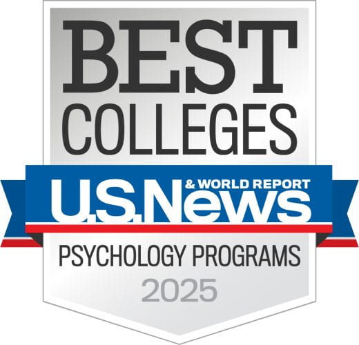U.S. News and World Report badge for 2025 top psychology programs