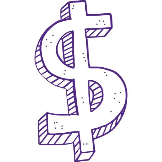 purple dollar sign