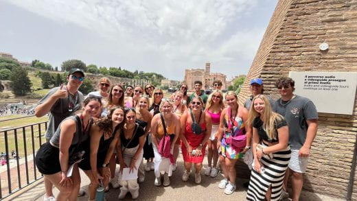 students posed at Roman Forum