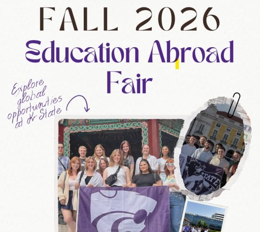 graphic with event title and collage of 3 photos of students abroad