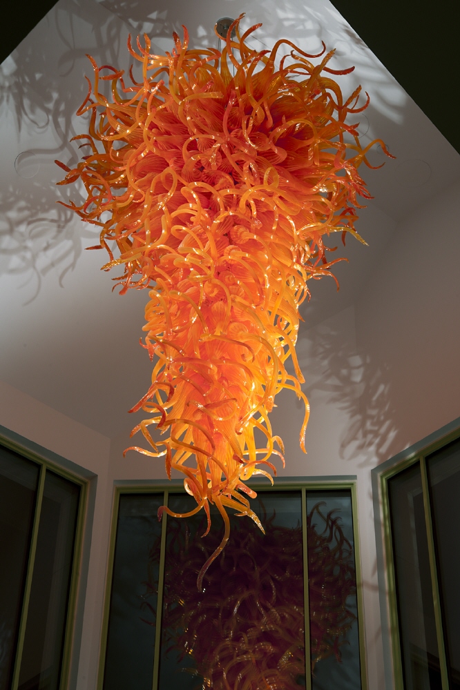 Dale Chihuly (United States, born 1941) Chandelier, 1996 Blown Glass KSU, Beach Museum of Art, acquisition made possible with fund provided by Bebe & R. Crosby Kemper and Joann & Jack Goldstein