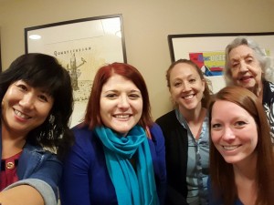 Pictured right to left, Aileen Wang, Theresa Ketterer, Robin Lonborg, Abby Howard, Rae Stamey. Martha Scott not pictured.