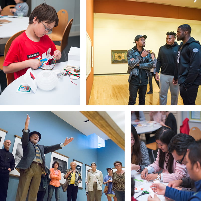 people engaged in the museum through activities and gallery discussions